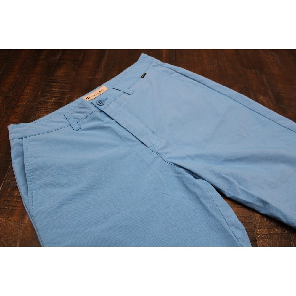 Travis Mathew Shorts Mens 34 Blue Solid Stretch Performance Chino Golf 11 In